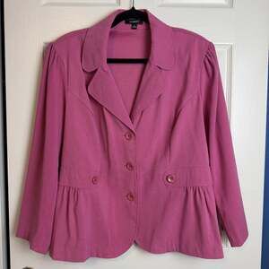 Elementz Blazer Womens XL Mauve Pink Stretch Button Front Padded Shoulders